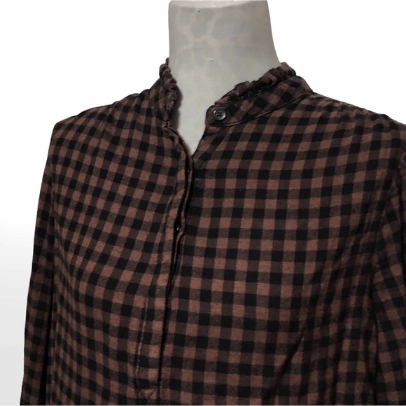 Beach Lunch Lounge Plaid Flannel Popover Blouse - Picture 8 of 13